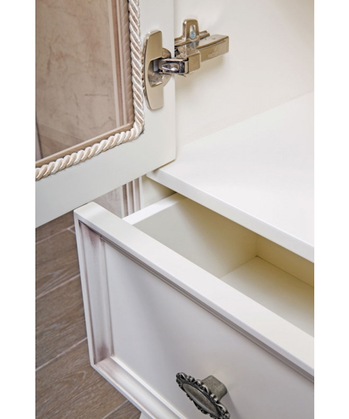 Шкаф-пенал для ванной, цвет слоновая кость с патиной матовый, фурнитура состаренное серебро, петли слева, La Beaute Vivien, по запросу index_1 - фото 4