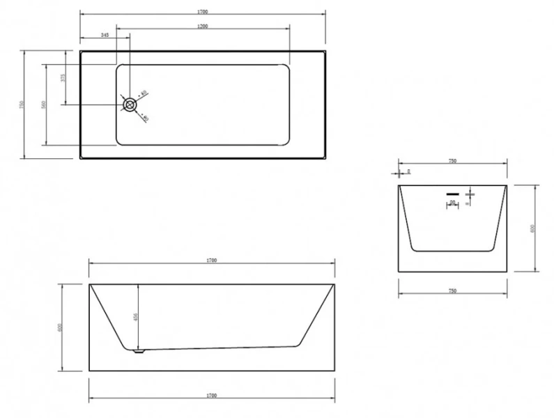 Акриловая ванна Abber 170х75 см отдельностоящая, акриловые - фото 2