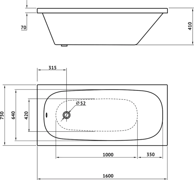 Ванна акриловая Berges Nelu 160х75 см прямоугольная, приставные, встраиваемые - фото 7