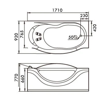 Акриловая ванна правосторонняя Gemy, акриловые, стеклянные - фото 2