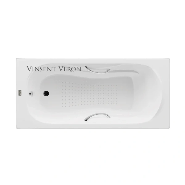 Чугунная ванна Vinsent Veron Haiti VHT1708042H/VH008CH-AS, 170 x 80 см, с антискользящим покрытием, ручки хром, цвет белый - фото 1