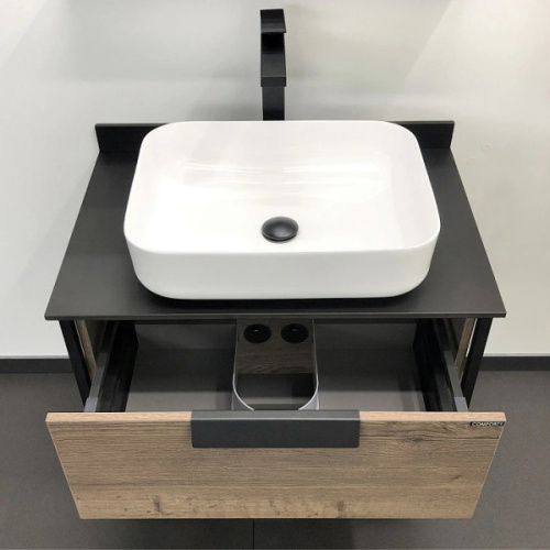 Тумба с раковиной подвесная Comforty Кёльн 75 см дуб темный, современная, hi-tech, лофт - фото 3