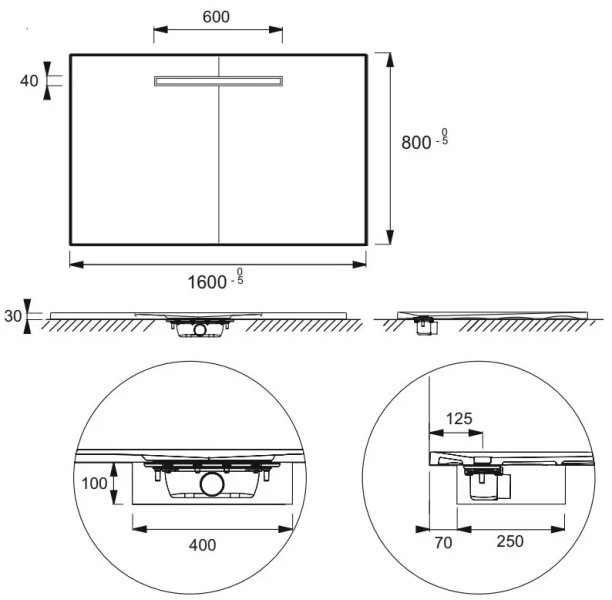 Душевой поддон Jacob Delafon Surface 160x80 прямоугольный, белый гипс - фото 3