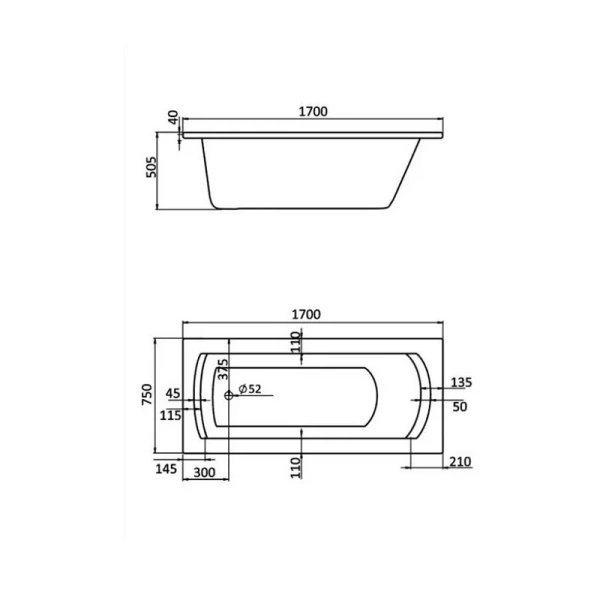 Ванна акриловая Santek Монако XL 170х75 1WH111980 белая - фото 2