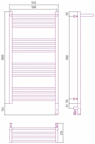 Полотенцесушитель электрический Сунержа Богема 3.0 50х100 см левый белый матовый, из нержавеющей стали, с полкой, неповоротные, с терморегулятором - фото 6