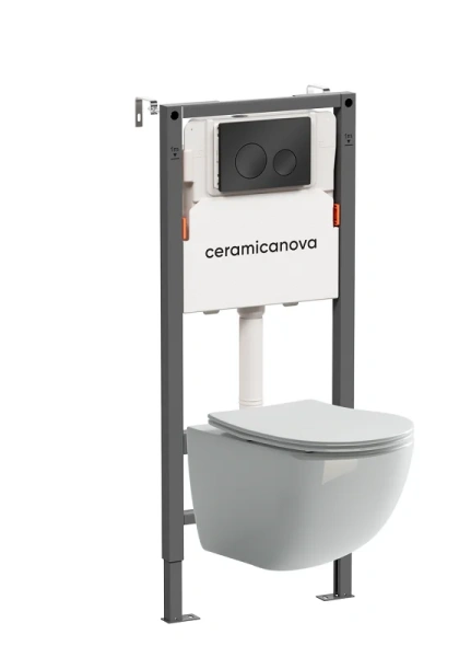 Унитаз с инсталляцией Ceramica Nova Forma кнопка черная матовая - фото 1