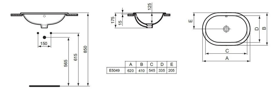 Раковина Ideal Standard Connect 62 см встраиваемая - фото 2