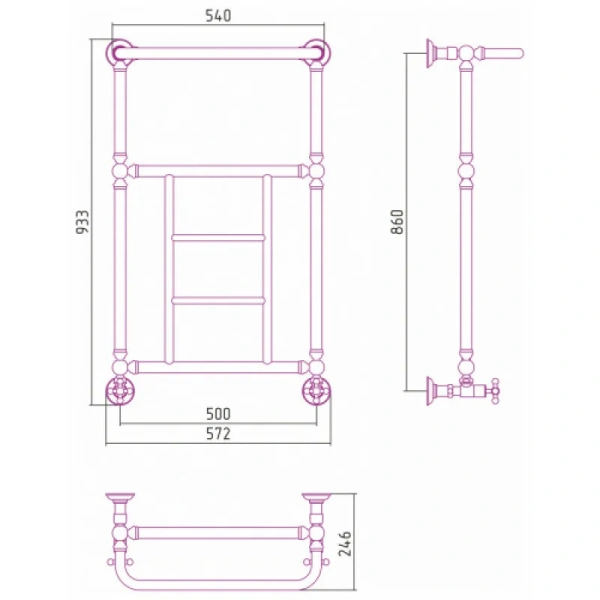 Полотенцесушитель водяной Сунержа Ренессанс 50х86 см сигнальный белый - фото 2