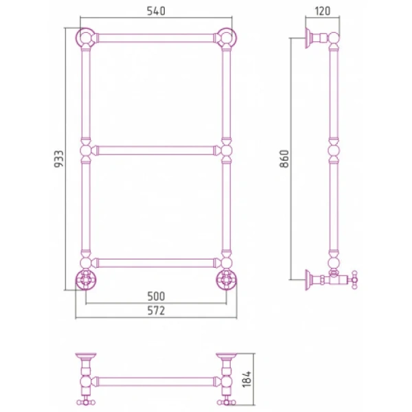 Полотенцесушитель водяной Сунержа Ренессанс 50х86 см состаренная бронза - фото 2