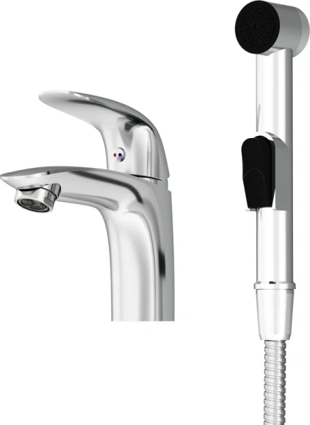 Смеситель с гигиеническим душем Damixa Palace Bit хром, высокие, недорогие, округлая форма, с гигиеническим душем - фото 5