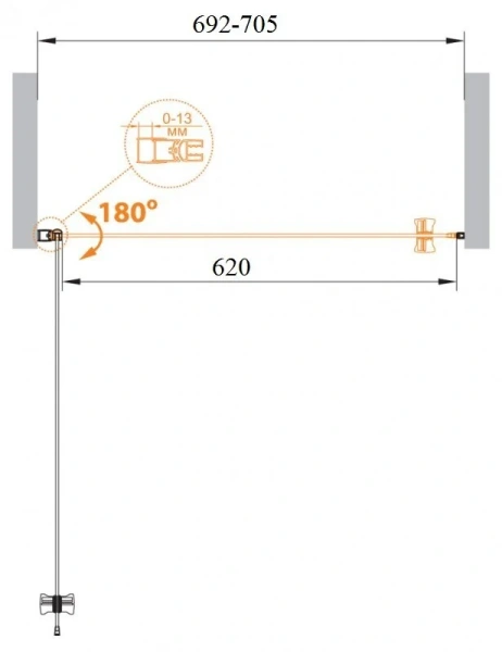 Душевая дверь в нишу Cezares Eco 70 см профиль хром стекло прозрачное, современные, hi-tech - фото 2