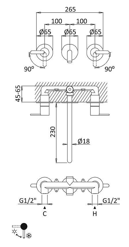 Смеситель для раковины Cezares Leaf хром, для раковины - фото 2