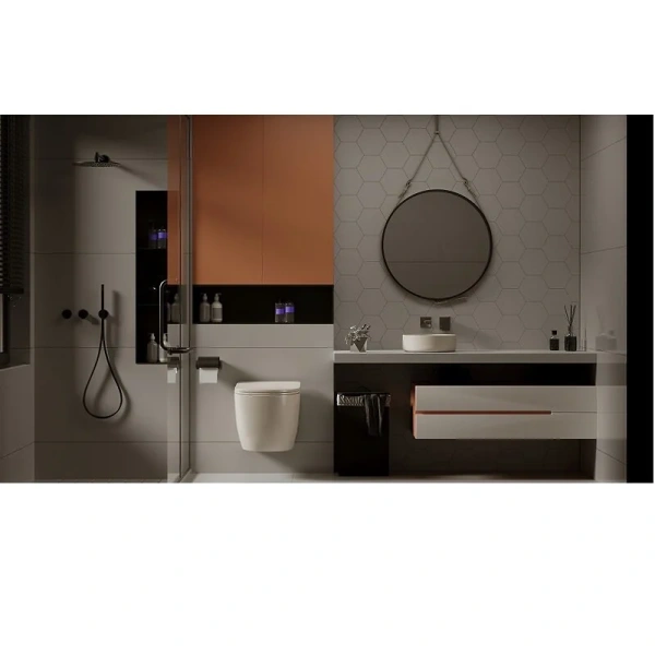 Унитаз подвесной Abber BEQUEM бежевый матовый, без бачка, со скрытым бачком - фото 4