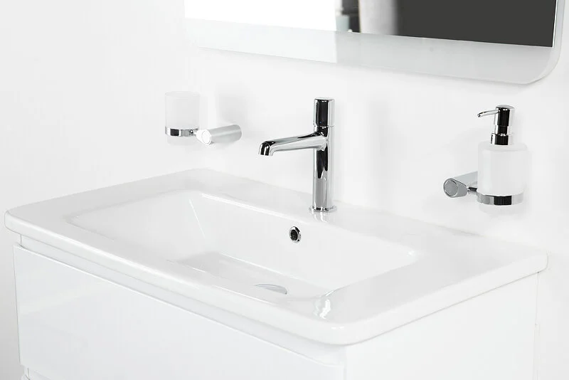 Тумба под раковину подвесная BelBagno Albano-Cer 80 см bianco lucido, моноблок - фото 5