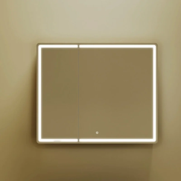 Зеркальный шкаф с подсветкой Sancos Mirror 90 см дуб чарльстон, светло-коричневые - фото 5