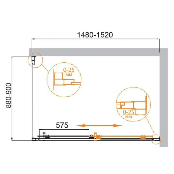 Душевой уголок Cezares Molveno 150x90 см стекло рифленое - фото 2