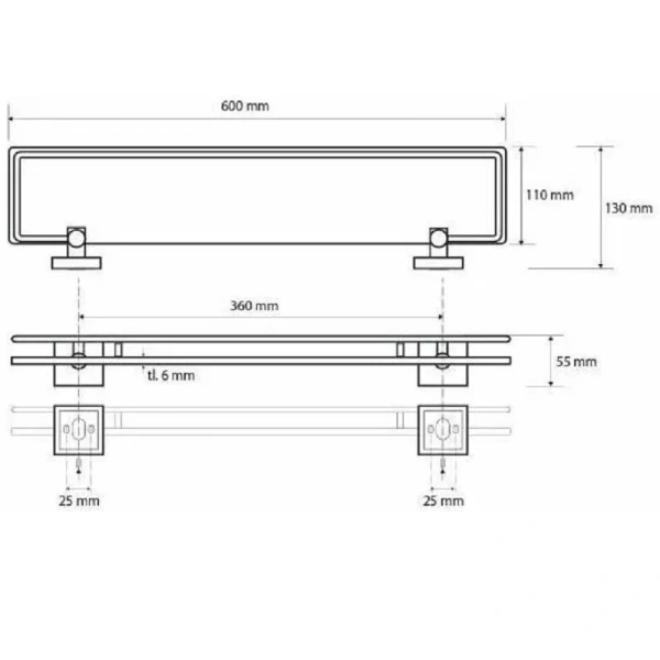 Полочка для ванной Bemeta Beta стеклянная - фото 2