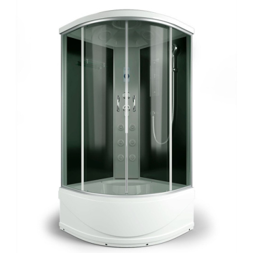 Душевая кабина, задняя стенка чёрная, стекло тонированное, Erlit Comfort ER 4510TP-C4, четверть круга - фото 2