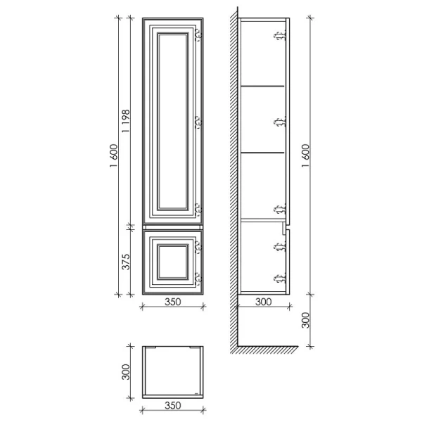 Шкаф-пенал подвесной Sancos Very PVR35 см МДФ, по запросу - фото 2