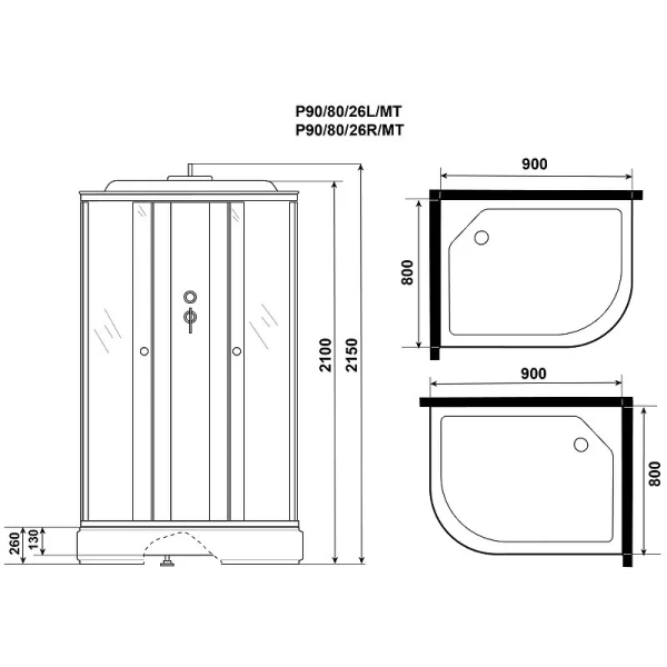 Душевая кабина Niagara Promo 90х80 см правая - фото 2