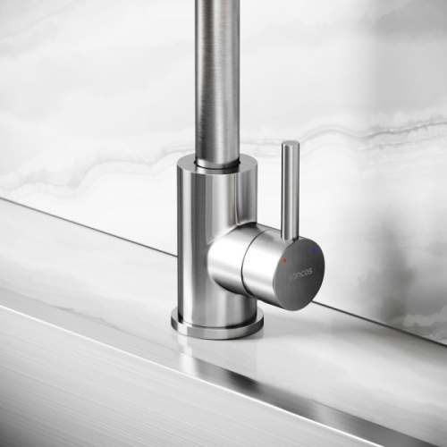 Смеситель для кухни Sancos Stainless нержавеющая сталь, с поворотным изливом, с длинным изливом - фото 7