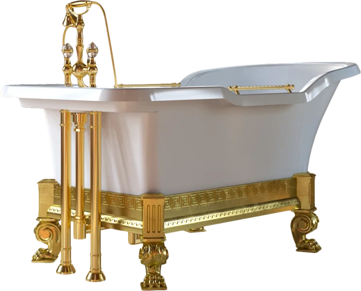 Ванна из искусственного камня Migliore Impero Affusto 180х87 см фурнитура золото - фото 1