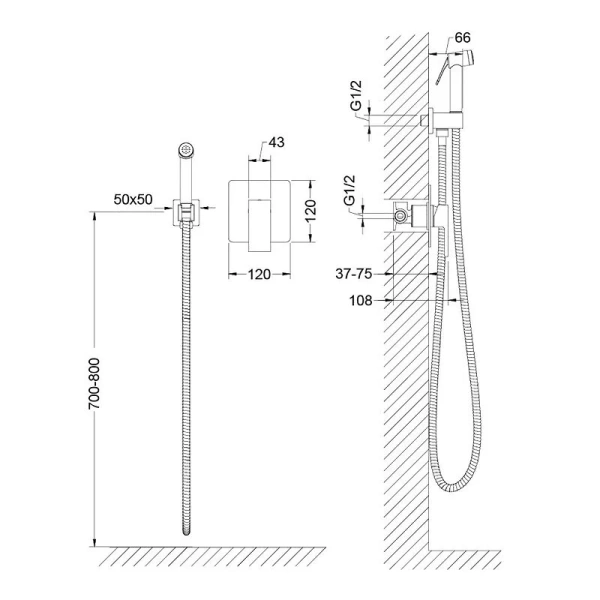 Гигиенический душ со смесителем Timo Selene 2089 встраиваемый - фото 2