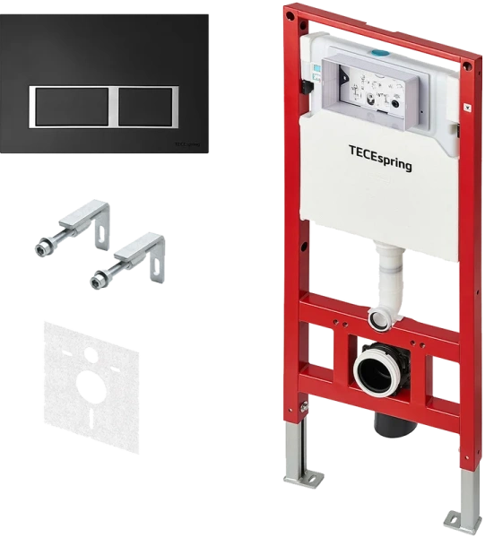 Инсталляция для унитаза Tece TECEspring с кнопкой черная матовая - фото 1