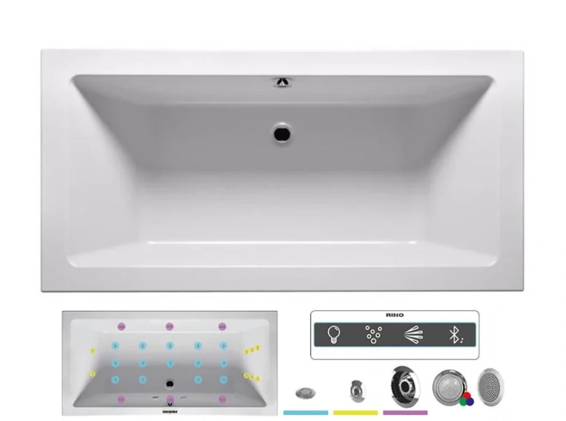Ванна гидромассажная Riho Lugo 180 x 90 см, JOY - фото 1