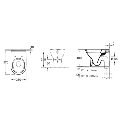Унитаз напольный Villeroy & Boch O.novo без грязеотталкивающего покрытия - фото 3
