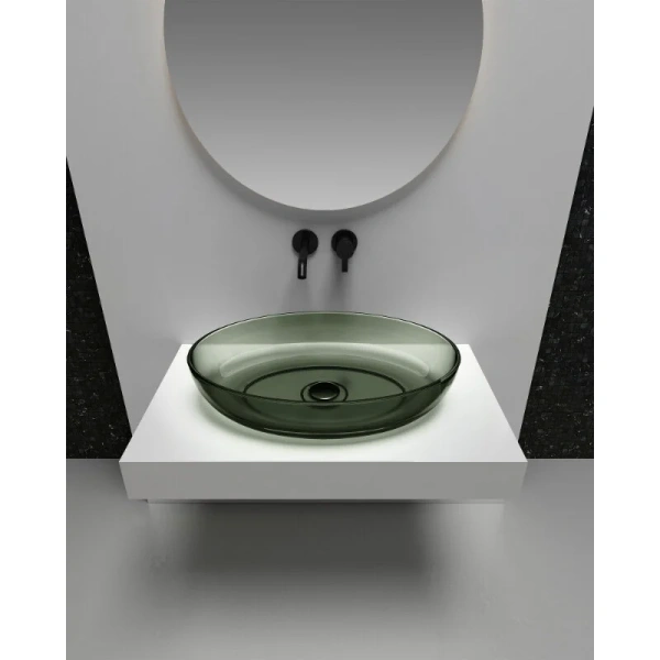 Раковина Abber Kristall 60 см оливковая, в форме чаши, круглой формы - фото 5