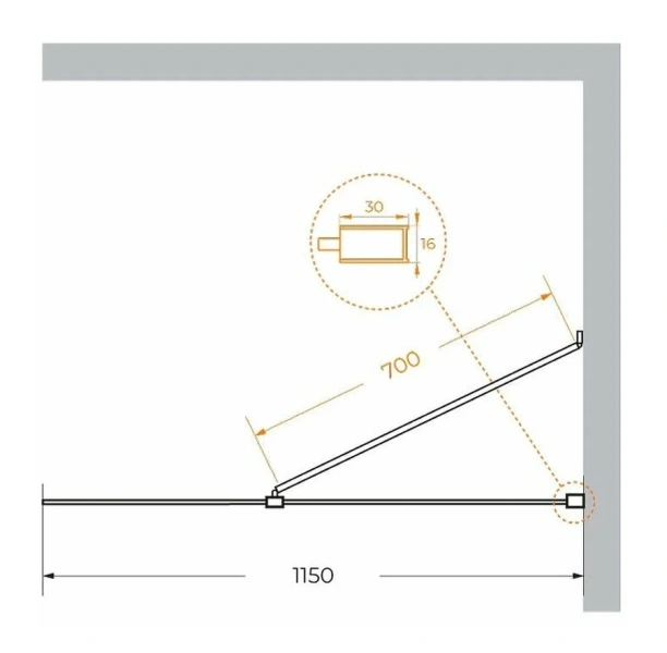 Душевая перегородка Cezares Liberta 115 см профиль черный - фото 2