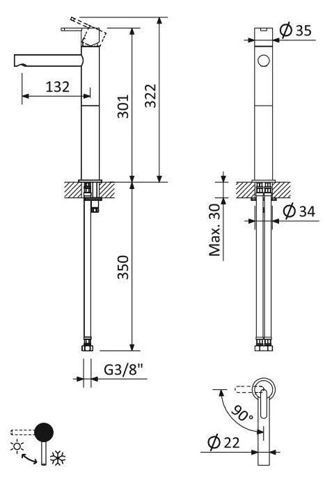 Смеситель для раковины Cezares Leaf черный матовый, для раковины - фото 2