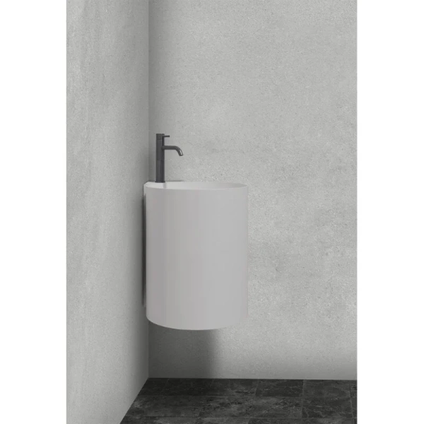 Раковина Abber Stein 42 см с отверстием под смеситель, круглой формы, моноблок - фото 5