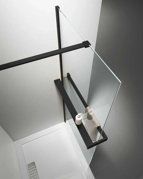 Душевая перегородка Vincea Walk-In 90 см профиль черный стекло прозрачное - фото 4