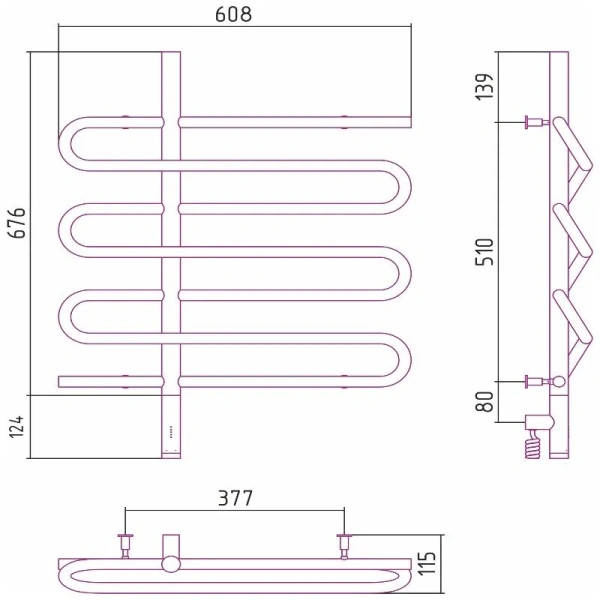 Полотенцесушитель электрический Сунержа Эпатаж 3.0 60х80 см левый без покрытия, современные, hi-tech - фото 2
