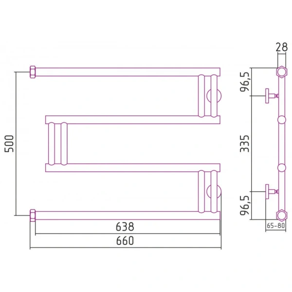 Полотенцесушитель водяной Сунержа High-Tech+ 65х50 см состаренная бронза - фото 2