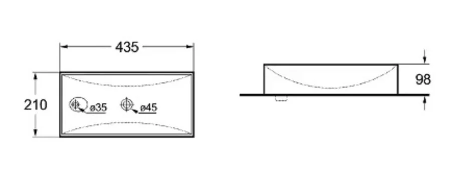 Раковина SantiLine 44 см правосторонняя серая, современные, hi-tech - фото 2