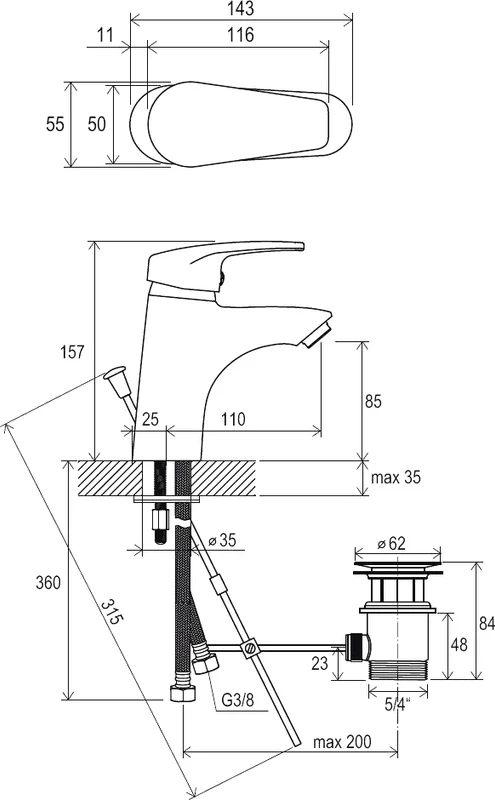 Смеситель для раковины с донным клапаном Ravak NEO NO 011.00 X070016 - фото 4