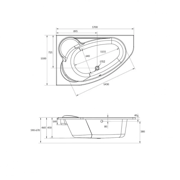 Ванна акриловая Cersanit Kaliope WA-KALIOPEx170 170х110 см, акриловые - фото 2
