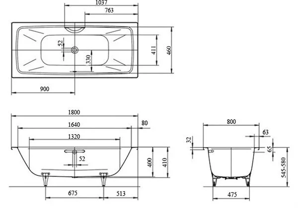 Ванна стальная Kaldewei Cayono Duo standard mod 725, 180 x 80 см, белый, 725 272500010001 - фото 3