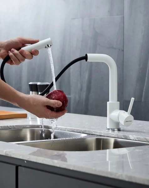 Смеситель для кухни Paulmark Kassel белый, высокие, округлая форма - фото 5