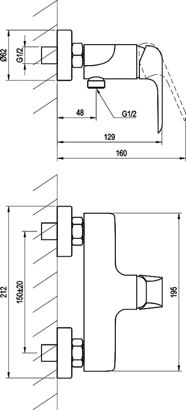 Смеситель для душа Ravak Flat FL 032.00/150 X070121, современные, hi-tech - фото 3