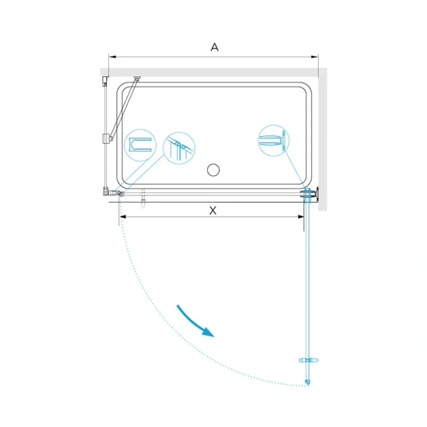 Душевой уголок RGW Hotel HO-045-1B 90x90 см профиль черный, стекло прозрачное - фото 2