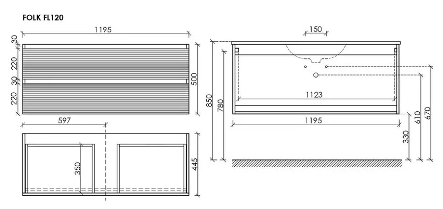 Тумба под раковину подвесная Sancos Folk 120 см bianco, по запросу - фото 2