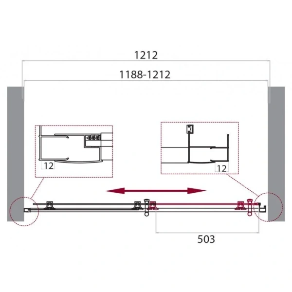 Душевая дверь в нишу Belbagno UNO 120 см профиль черный стекло прозрачное - фото 2