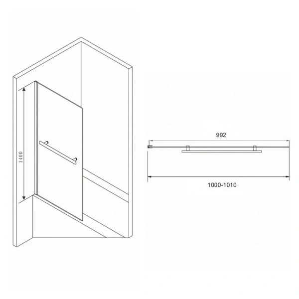 Шторка для ванны Abber Immer Offen 100х140 см профиль черный - фото 2