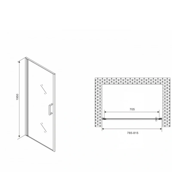 Душевая дверь в нишу Abber Sonnenstrand AG04080 80 см универсальный монтаж - фото 2
