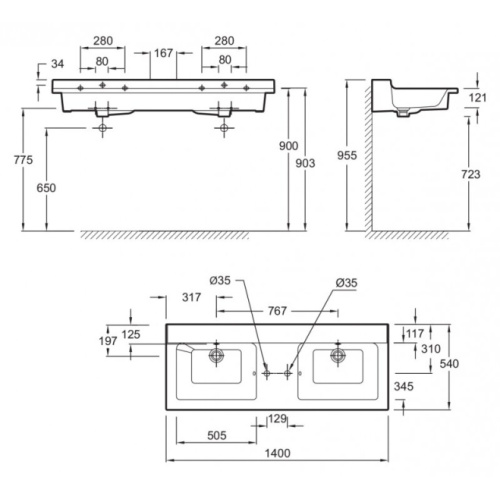 Раковина Jacob Delafon Soprano 140 см подвесная - фото 3