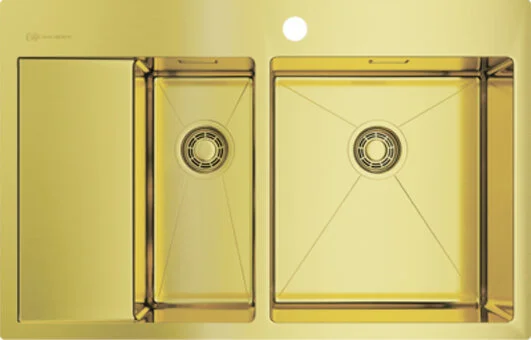 Мойка для кухни Omoikiri Akisame 78-2-LG-R 78 см светлое золото чаша справа - фото 1